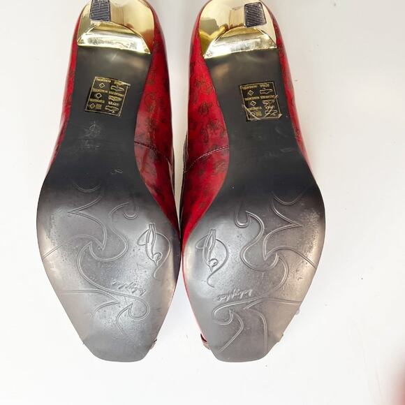 Baby Phat Vintage Y2K Red & Gold Metallic Logo Pumps Heels Shoes 10 - Picture 7 of 16